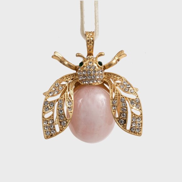 Sparkle Bee Hanging Ornament in Rose Quartz - Picture 1 of 4